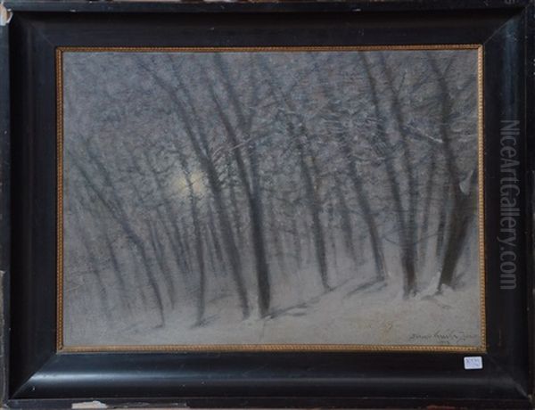 Paysage Enneige Oil Painting by Jeno Szepesi-Kuszka