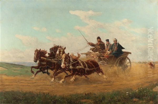 Die Kutschfahrt Oil Painting by Wladislaw Karol Szerner