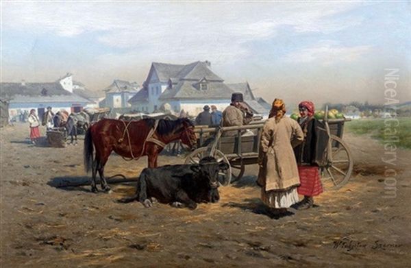 Coming To Market Oil Painting by Wladislaw Karol Szerner