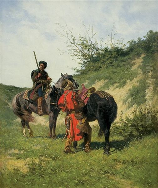 Polish Riders Oil Painting by Wladyslaw Szerner