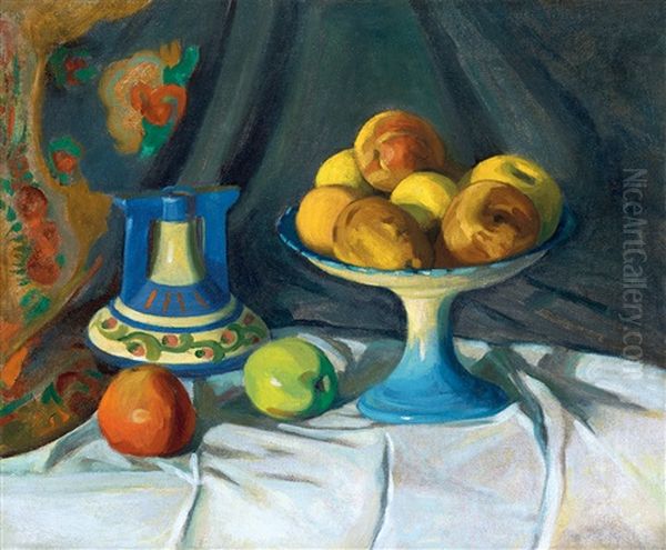 Still-life With Apples Oil Painting by Jenoe Szigeti