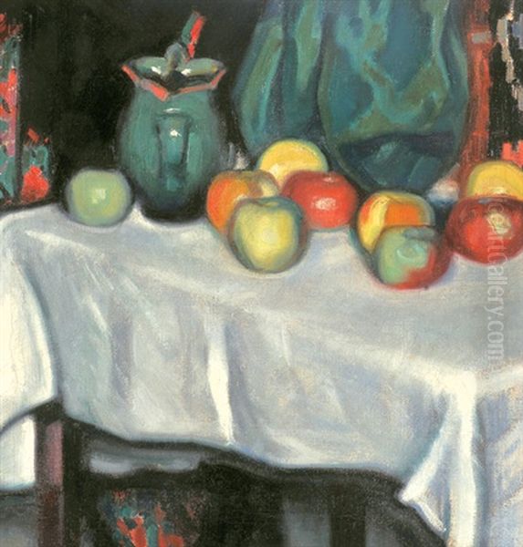 Still-life With Apples Oil Painting by Jenoe Szigeti