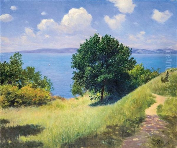 Nice Weather (sunny Weather At Lake Balaton) Oil Painting by Pal Szinyei Merse