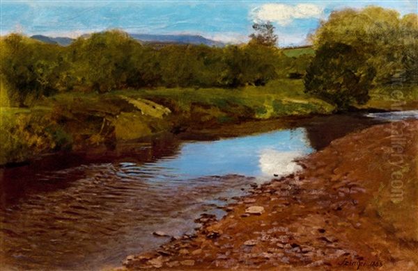 Brook-side Oil Painting by Pal Szinyei Merse