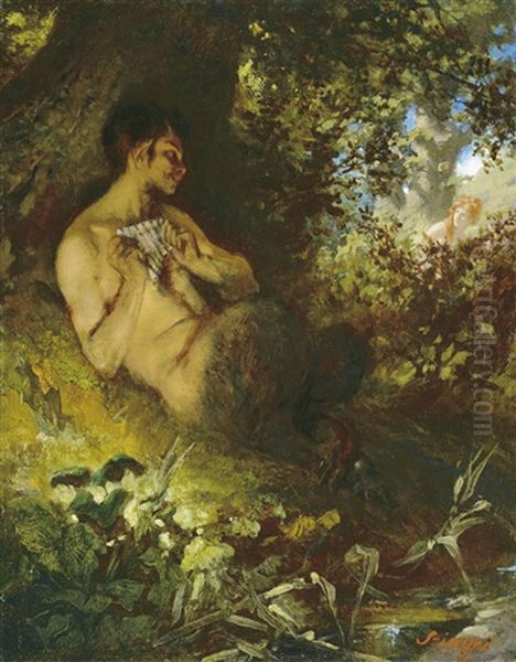 Faun Iii Oil Painting by Pal Szinyei Merse