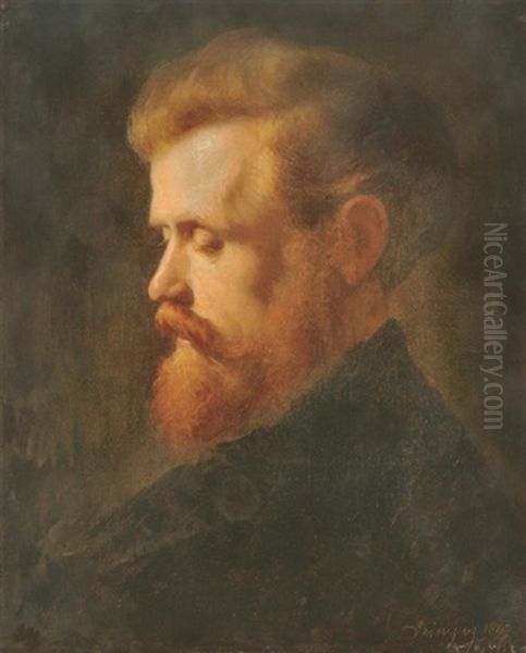 Ginger-haired Man Oil Painting by Pal Szinyei Merse