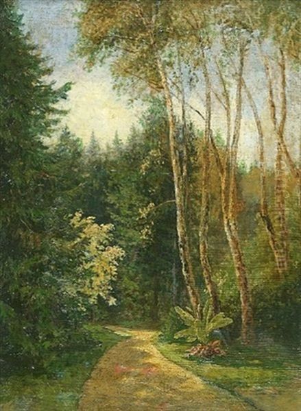 Pathway Landscape Oil Painting by Pal Szinyei Merse