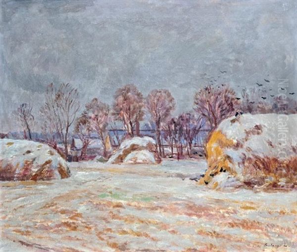 Szolnoki Hatarban Oil Painting by Lajos Szlanyi