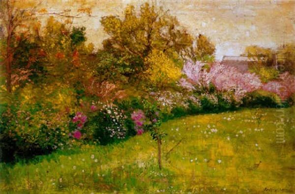 Tavaszi Kert (spring Garden) Oil Painting by Lajos Szlanyi