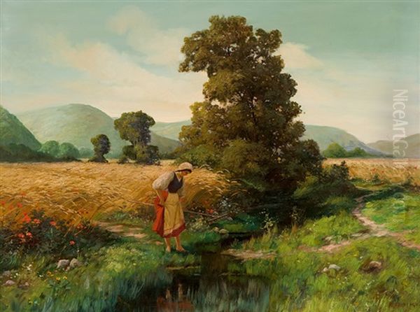 Rural Scene Oil Painting by Tibor Szontagh