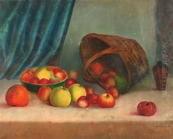 Apple Basket Oil Painting by Seweryn Szrejer