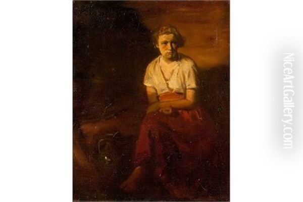 Lady Seated By An Urn Oil Painting by Peter Szuele