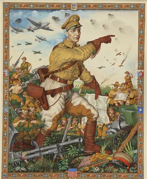 General Macarthur Oil Painting by Arthur Szyk