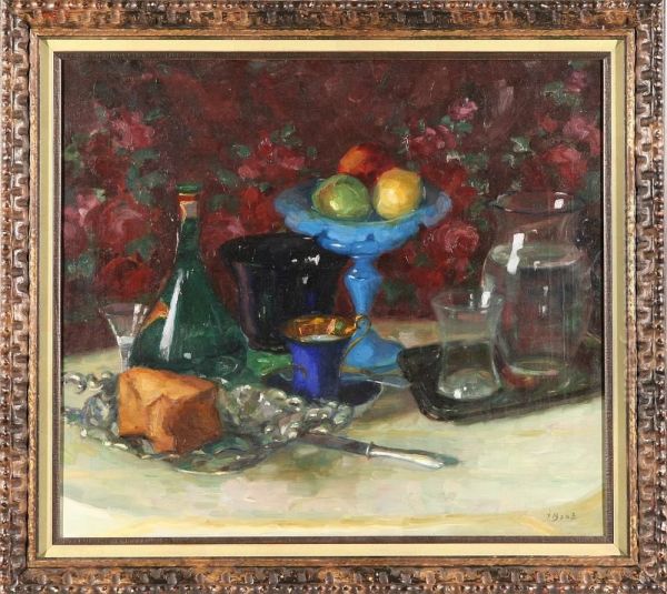 Still Life With Fruit, Water And Dessert Oil Painting by Osip Emmanuelovich Braz