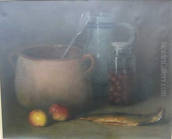 Nature Morte Au Chaudron Et Hareng Oil Painting by Osip Emmanuelovich Braz