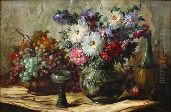 Nature Morte Aux Fruits Et Aux Fleurs Oil Painting by Osip Emmanuelovich Braz