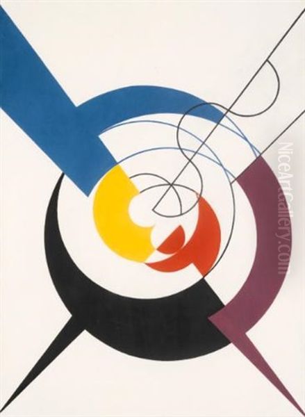 Construction Dynamique, Penetration De Spirales Et Diagonales Oil Painting by Sophie Taeuber-Arp