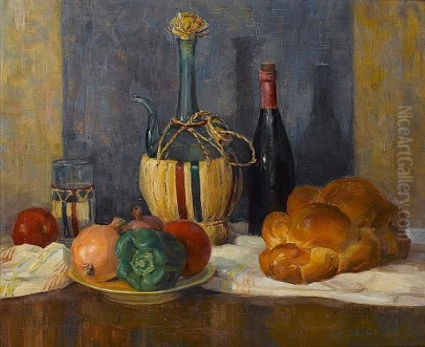 Still Life With French Bread Oil Painting by Osip Emmanuelovich Braz