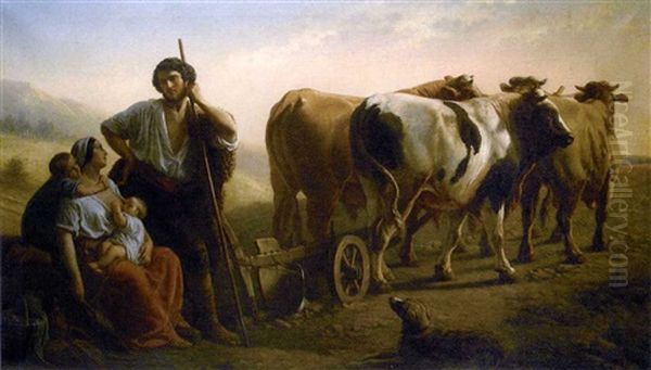 Cultivateur Romain Et Sa Famille Oil Painting by Louis de Taeye