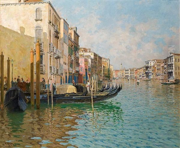 Canal In Venice Oil Painting by Raffaele Tafuri