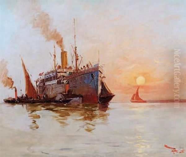 The Ship Oil Painting by Diyarbakirli Tahsin