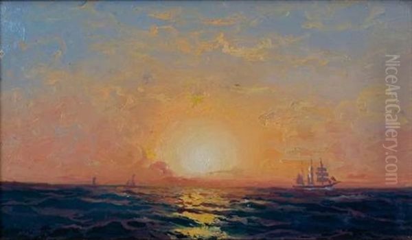 Voiliers Au Lever Du Soleil Oil Painting by Diyarbakirli Tahsin