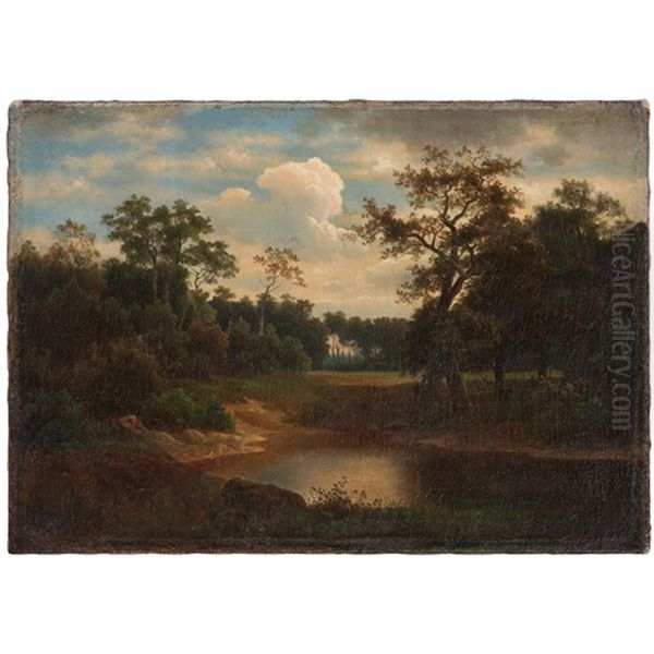 Hudson River School Lake Scene Oil Painting by John Robinson Tait