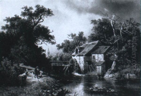 Mill Scene Oil Painting by John Robinson Tait