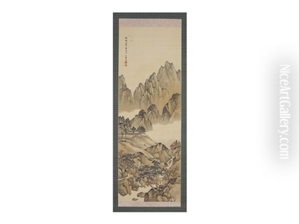 Korea Mountain Oil Painting by Hokkai Takashima