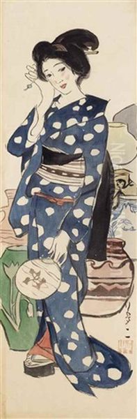 Lady Of Tsuboya Oil Painting by Yumeji Takehisa