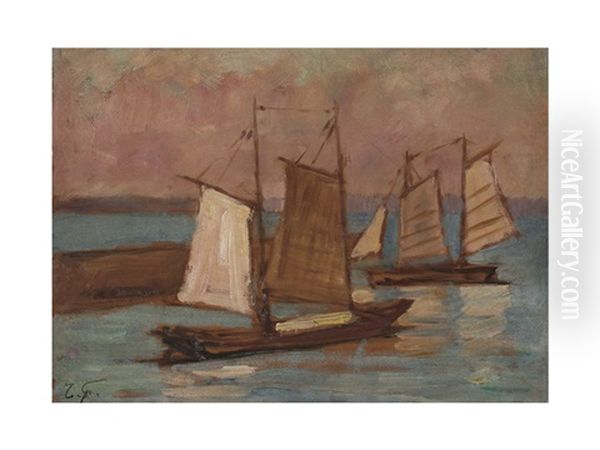 Sailing Oil Painting by Fujishima Takeji