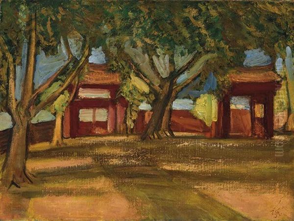 Temple In Tainan Oil Painting by Fujishima Takeji