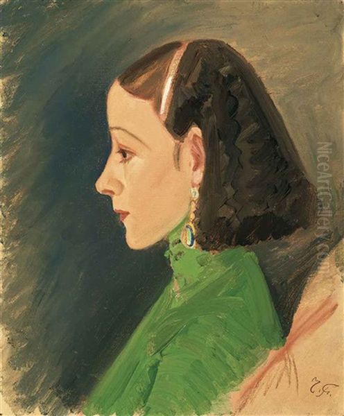 Portrait Of A Taiwanese Lady Oil Painting by Fujishima Takeji