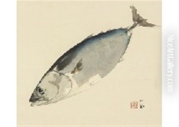 Bonito Fish Oil Painting by Seiho Takeuchi