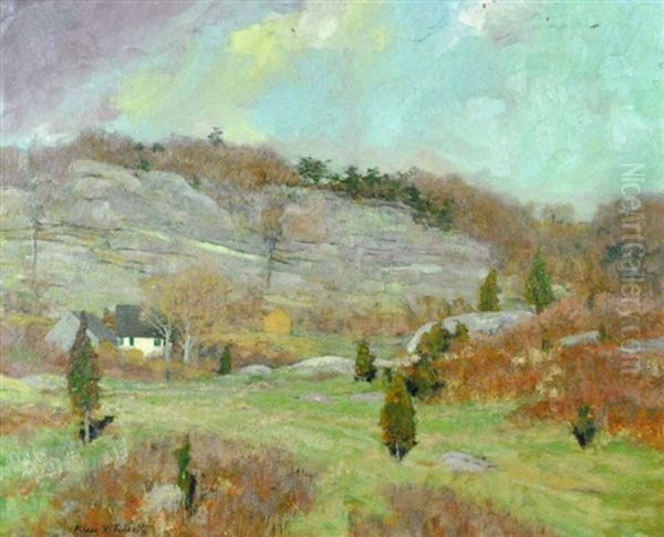 Landscape With House And Trees Oil Painting by Allen Butler Talcott