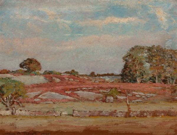 Rocks And Barberry Oil Painting by Allen Butler Talcott