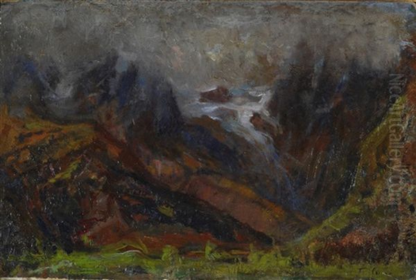 Paesaggio Di Montagna Oil Painting by Cesare Tallone