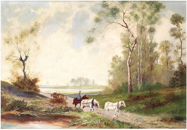 Cavalier Traversant Oil Painting by Cesare Tallone