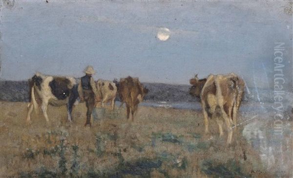 A Summer's Moon Oil Painting by Algernon Talmage