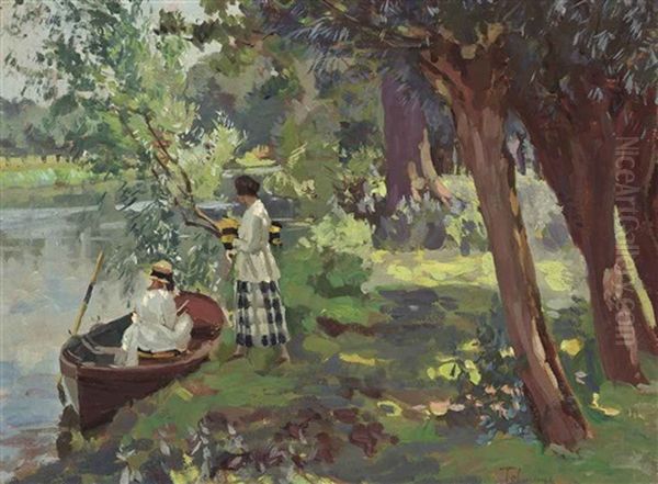 The River Bank Oil Painting by Algernon Talmage