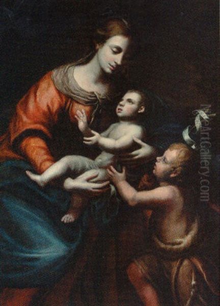 The Madonna And Child With The Infant Saint John The Baptist Oil Painting by Enea Salmeggia Talpino