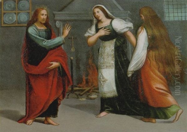 Christo In Casa Di Marta E Maria Oil Painting by Vincenzo di Benedetto Tamagni