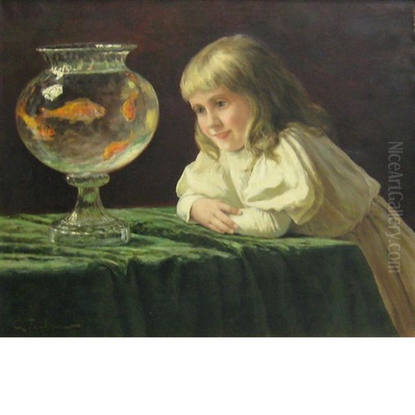 Goldfish Bowl Oil Painting by Arnaldo Tamburini