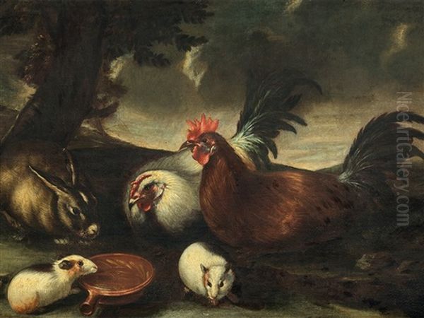 Fowl And Other Small Animals Oil Painting by Franz Werner von Tamm