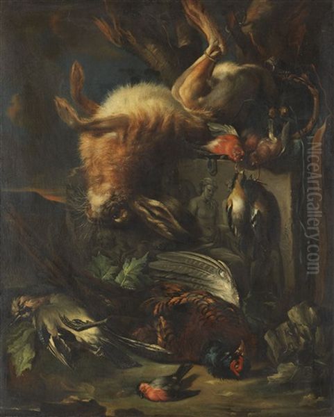 Jagdstillleben Mit Hase Und Vogeln Oil Painting by Franz Werner von Tamm