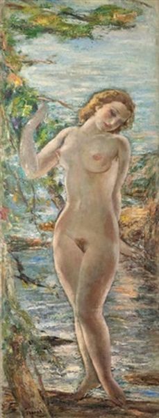 Femme Nue Debout Oil Painting by Yasushi Tanaka