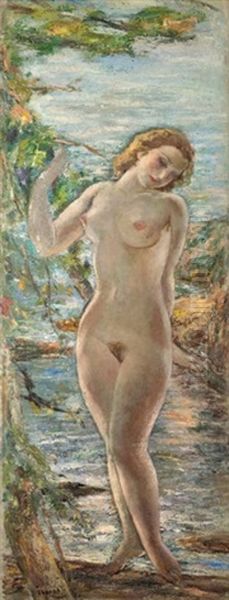 Femme Nue Debout Oil Painting by Yasushi Tanaka