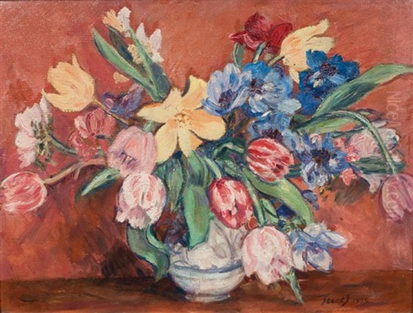 Fruhlingsblumenstraus Oil Painting by Walter Tanck