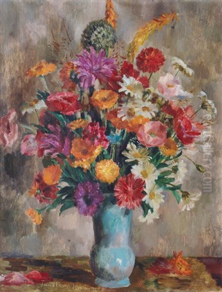 Flower Still Life Oil Painting by Walter Tanck