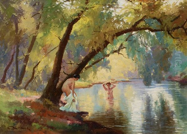 The Bathers Oil Painting by Walter Tanck